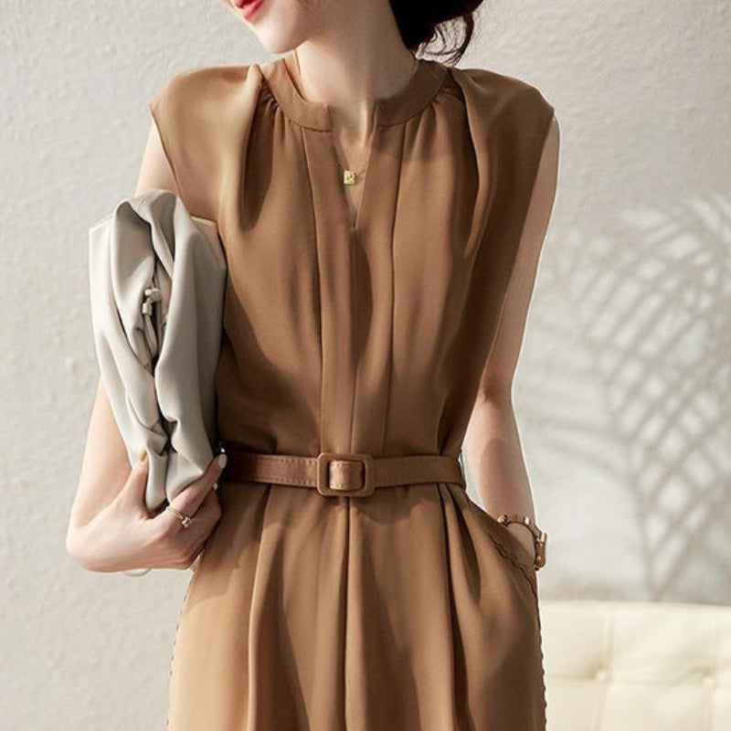 High-Waist Slimming Solid Color Jumpsuit