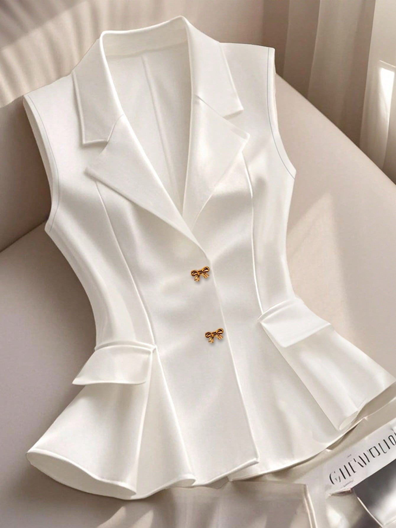 Tailored Ruffle-Hem Sleeveless Vest Top