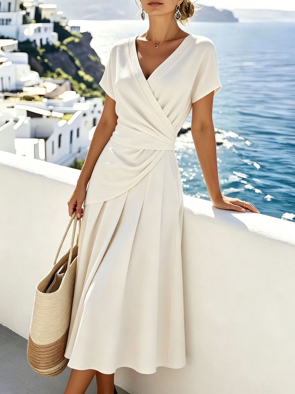 Sweet V-Neck Tee & Midi Skirt Co-ord Set