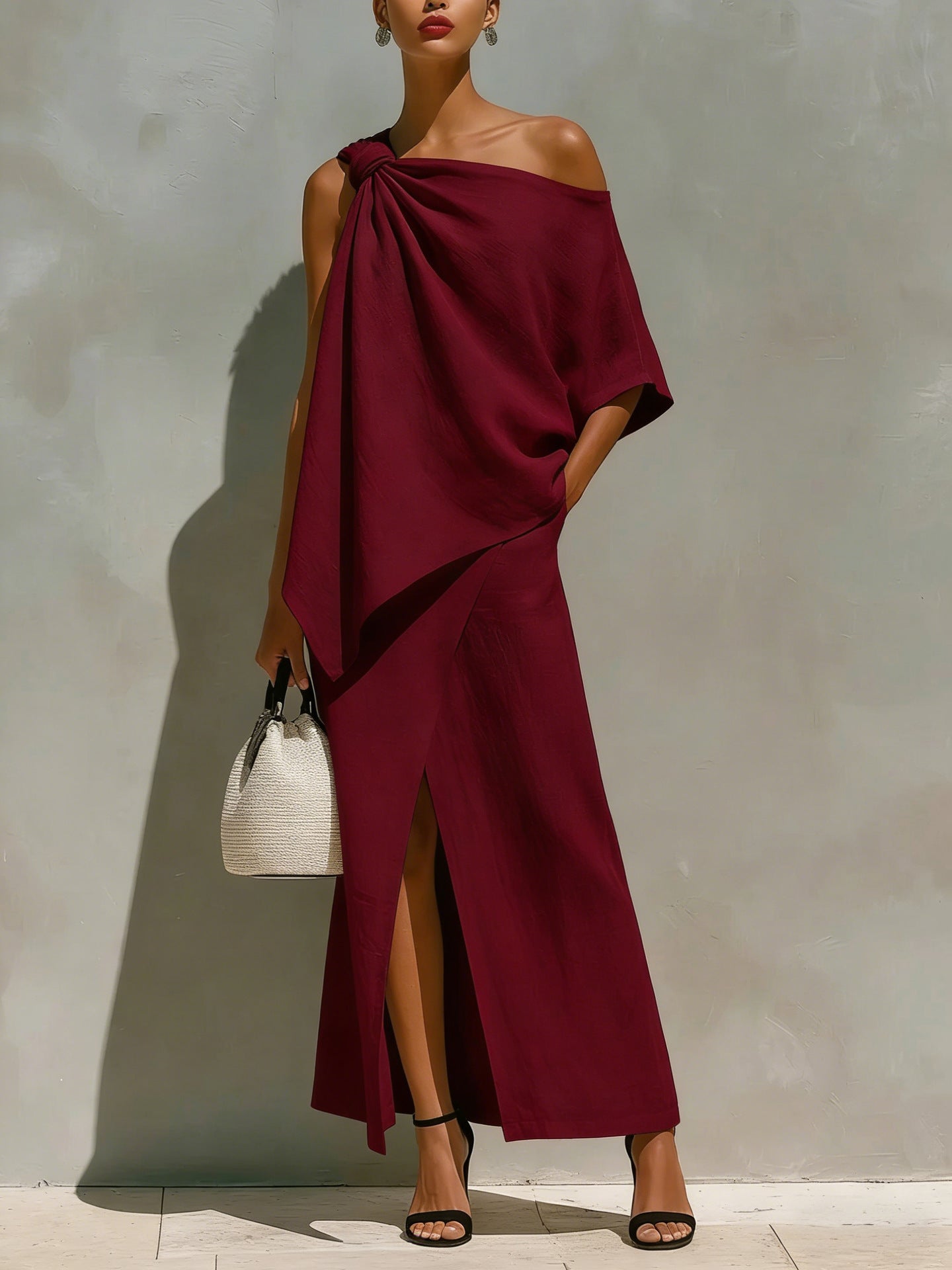 Off-Shoulder Top & Midi Skirt Two-Piece Set