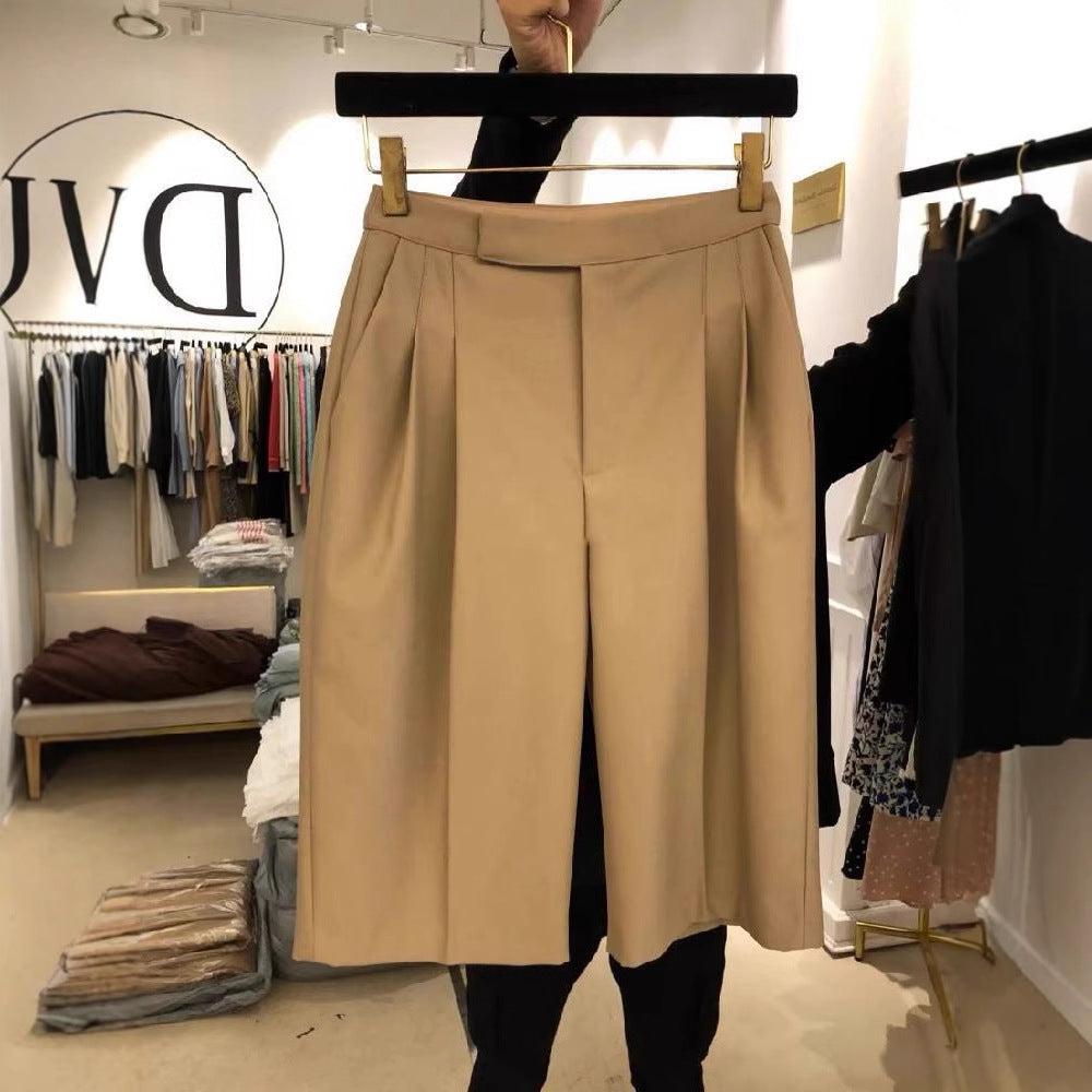 High-Waist Drawstring Wide-Leg Straight Pants