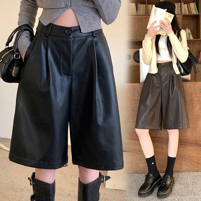 High-Waist Loose-Fit Casual Wide-Leg Shorts