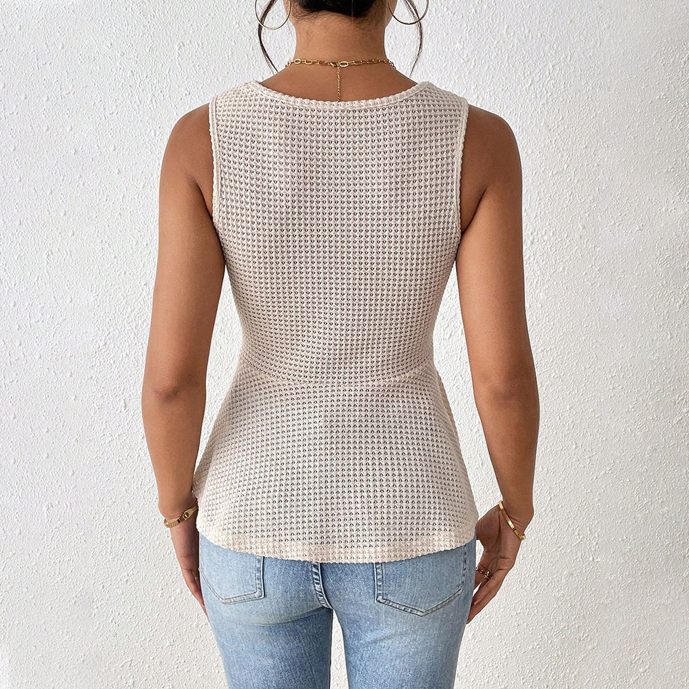 V-Neck Sleeveless Slim-Fit Elegant Top