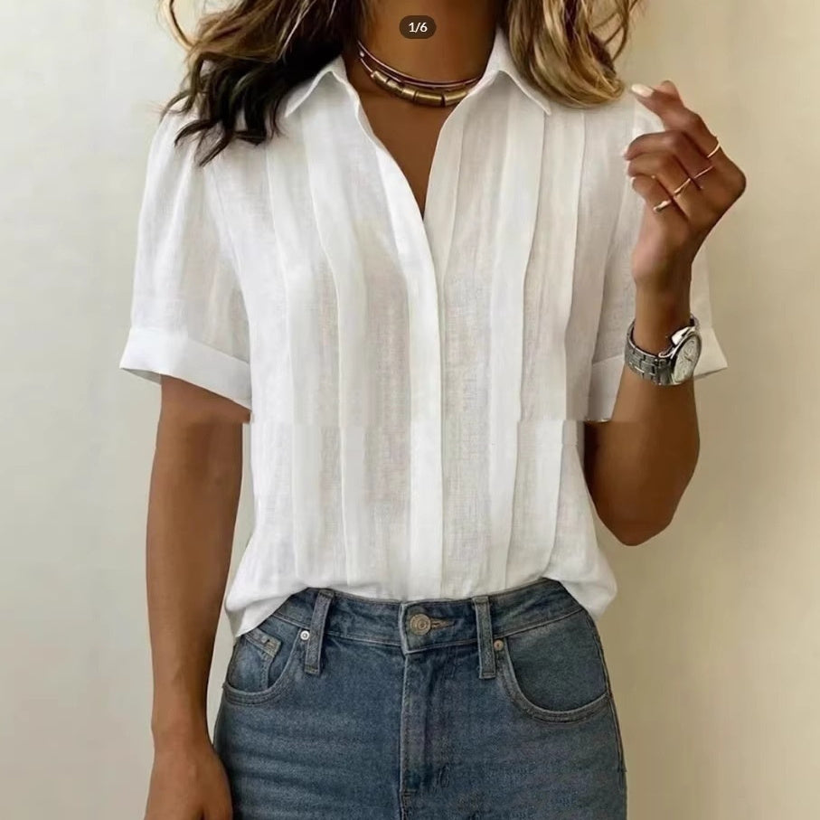 Breezy Pleated Cotton Shirt
