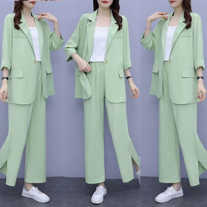 Long Sleeve Casual Suit Jacket & Pants Two-Piece Set