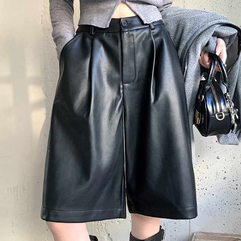 High-Waist Loose-Fit Casual Wide-Leg Shorts