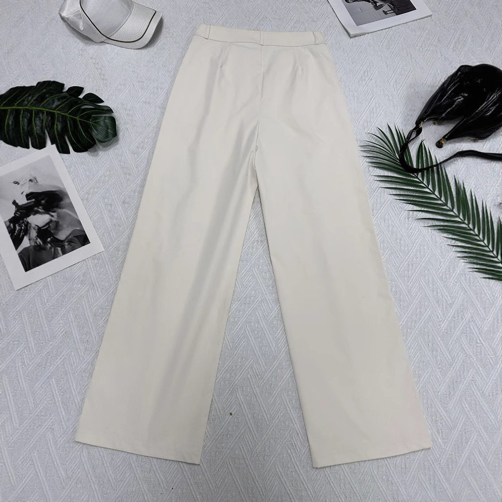 Casual Loose-Fit Solid-Color Pants