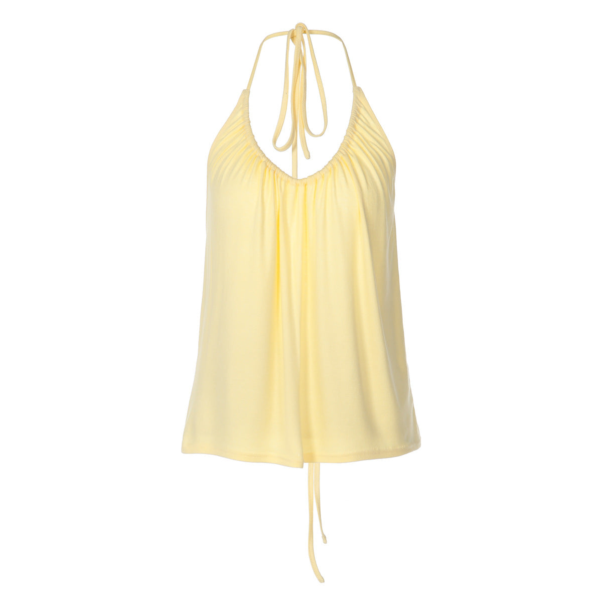 Deep V-Neck Backless Halter Top