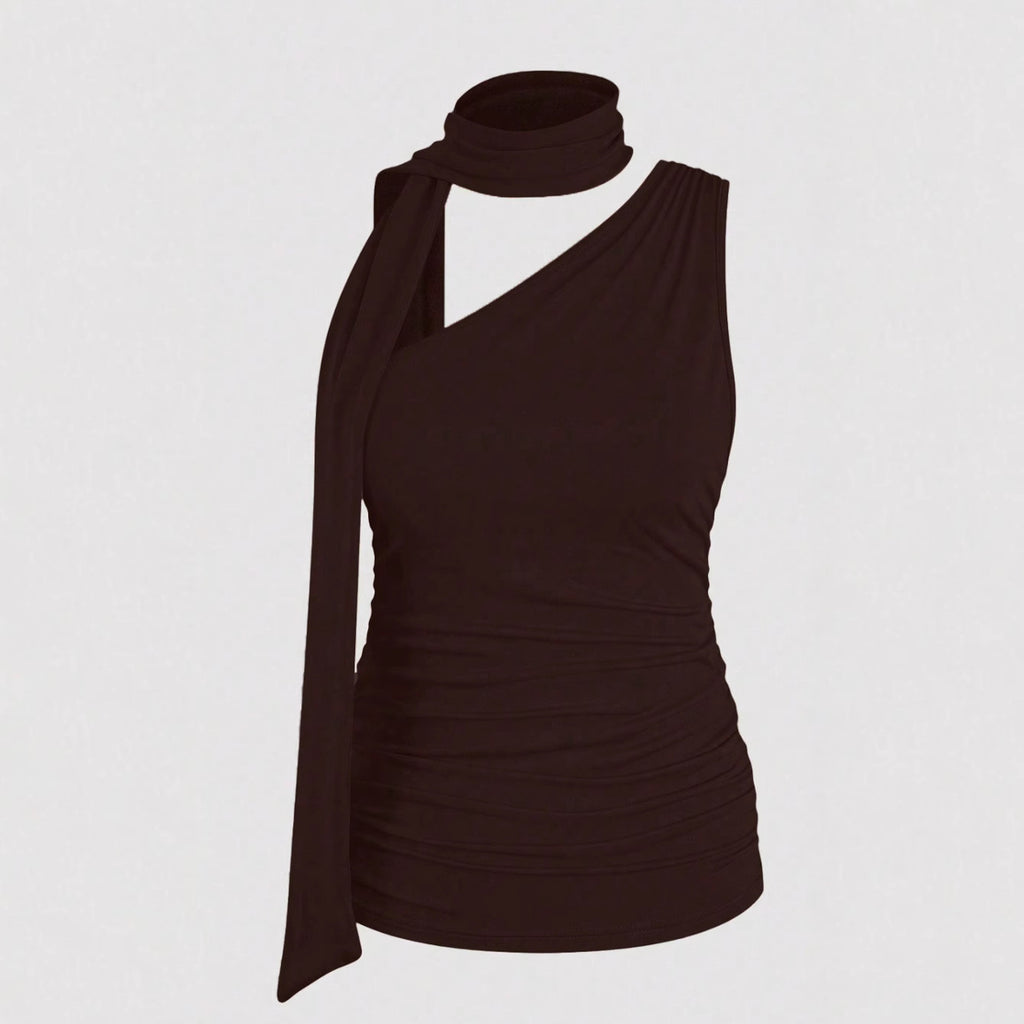 Off-Shoulder Lace-Up Sleeveless Top