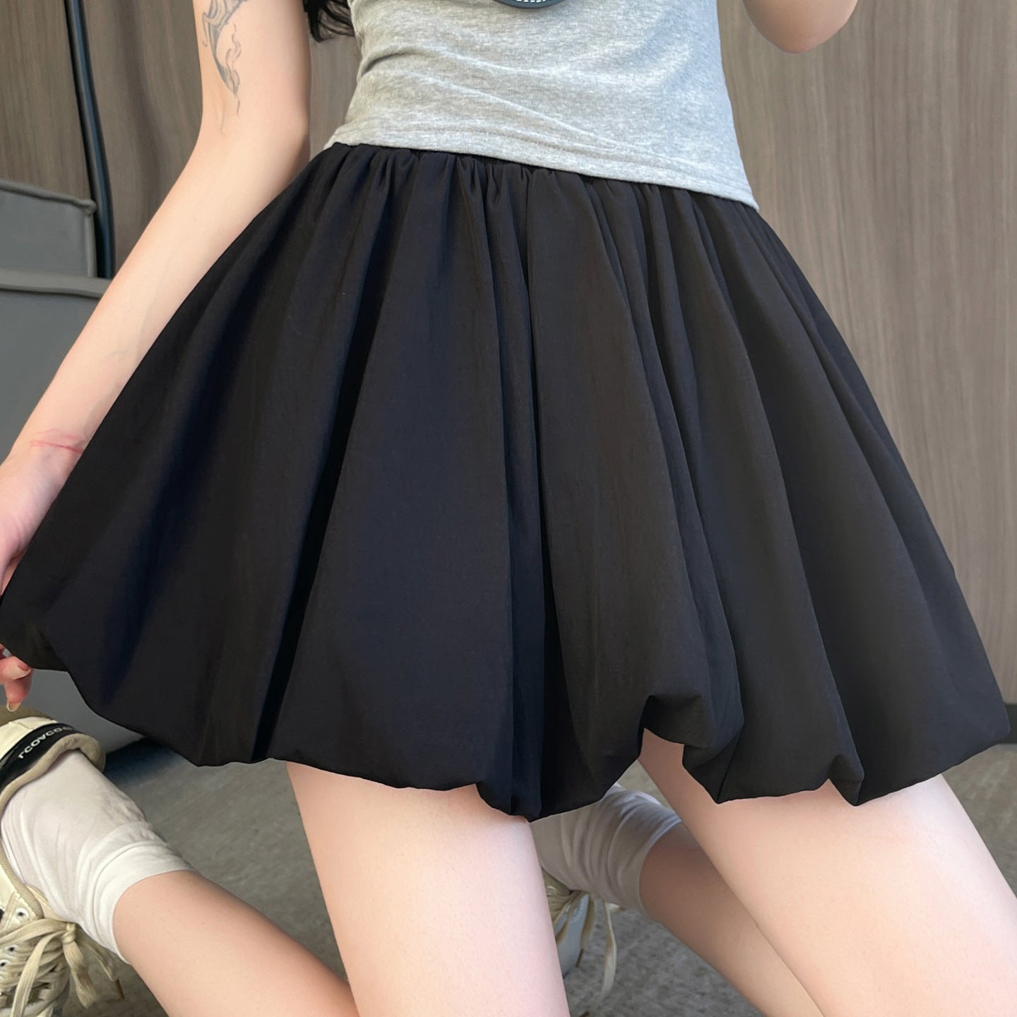 High-Waist Pleated Tutu Mini Skirt
