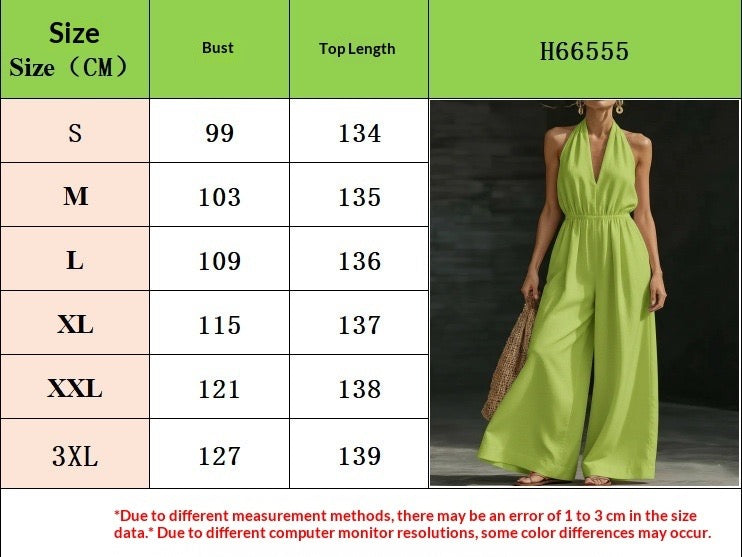 High-Waist V-Neck Halter Wide-Leg Cropped Jumpsuit