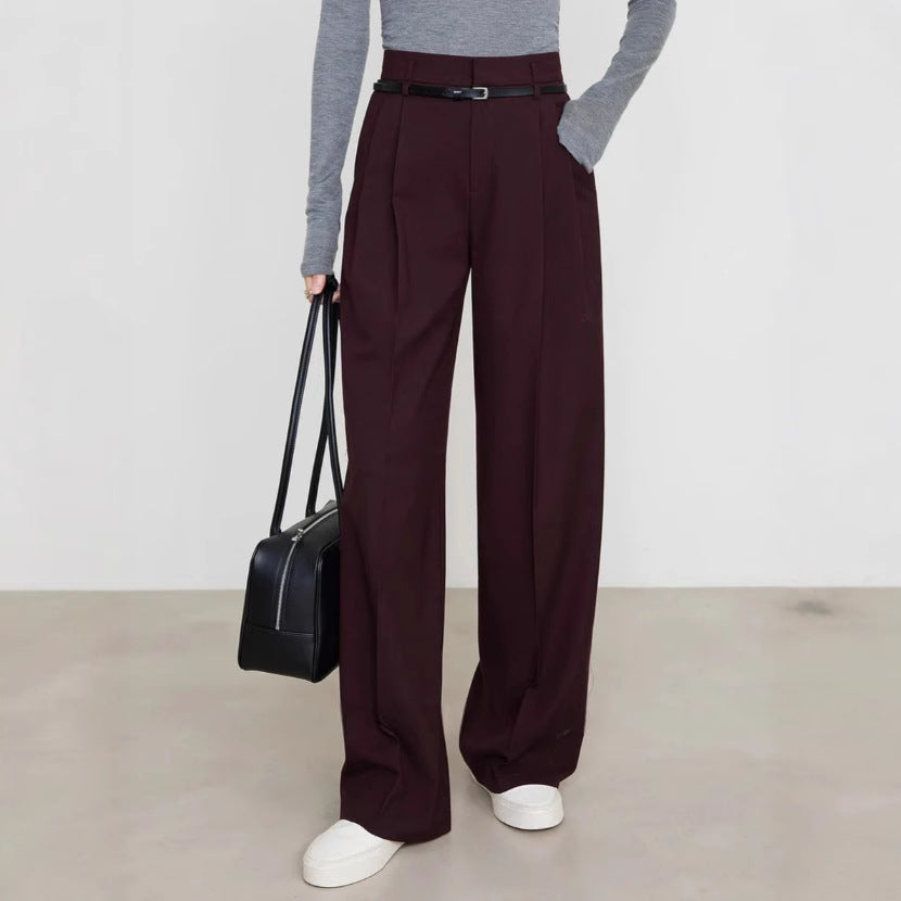 High-Waist Straight-Leg Drape Suit Pants