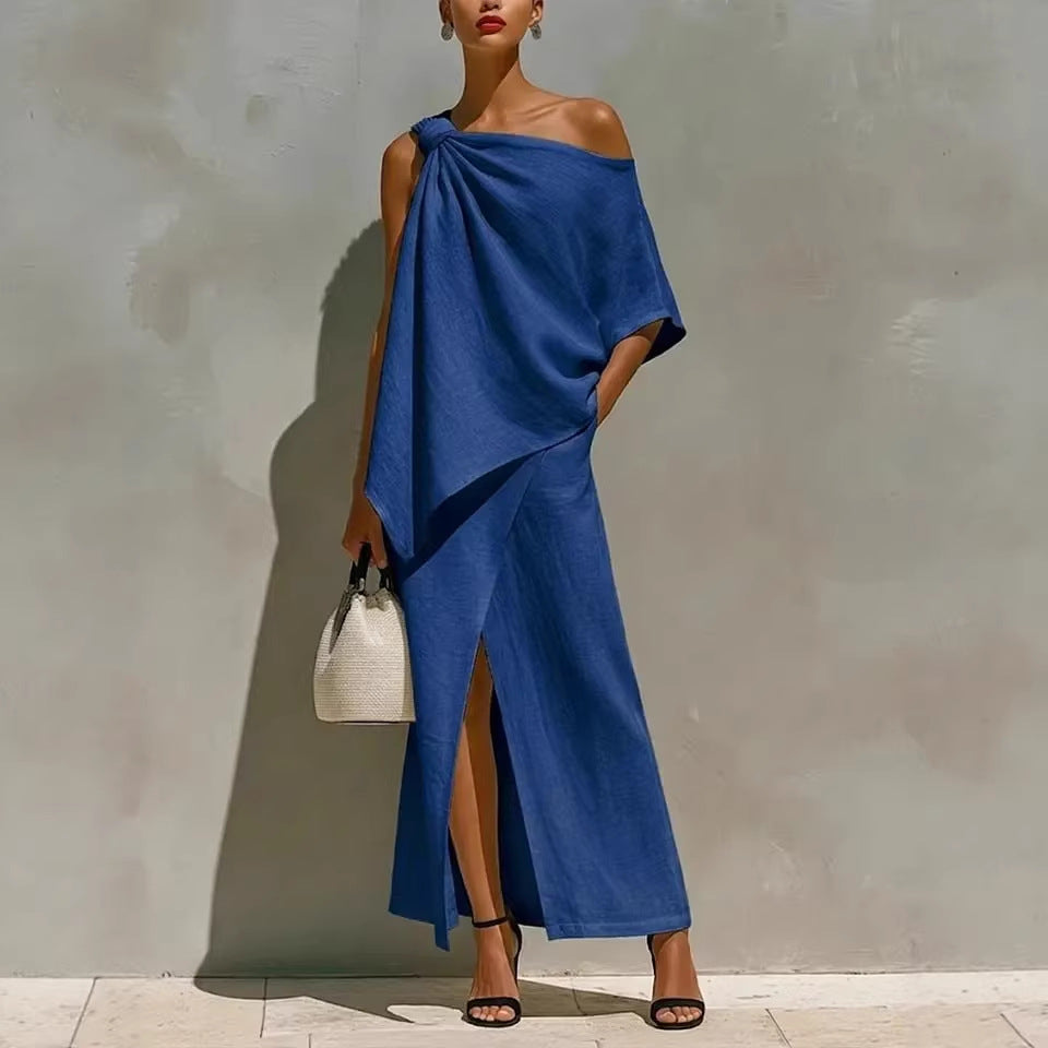 Off-Shoulder Top & Midi Skirt Two-Piece Set