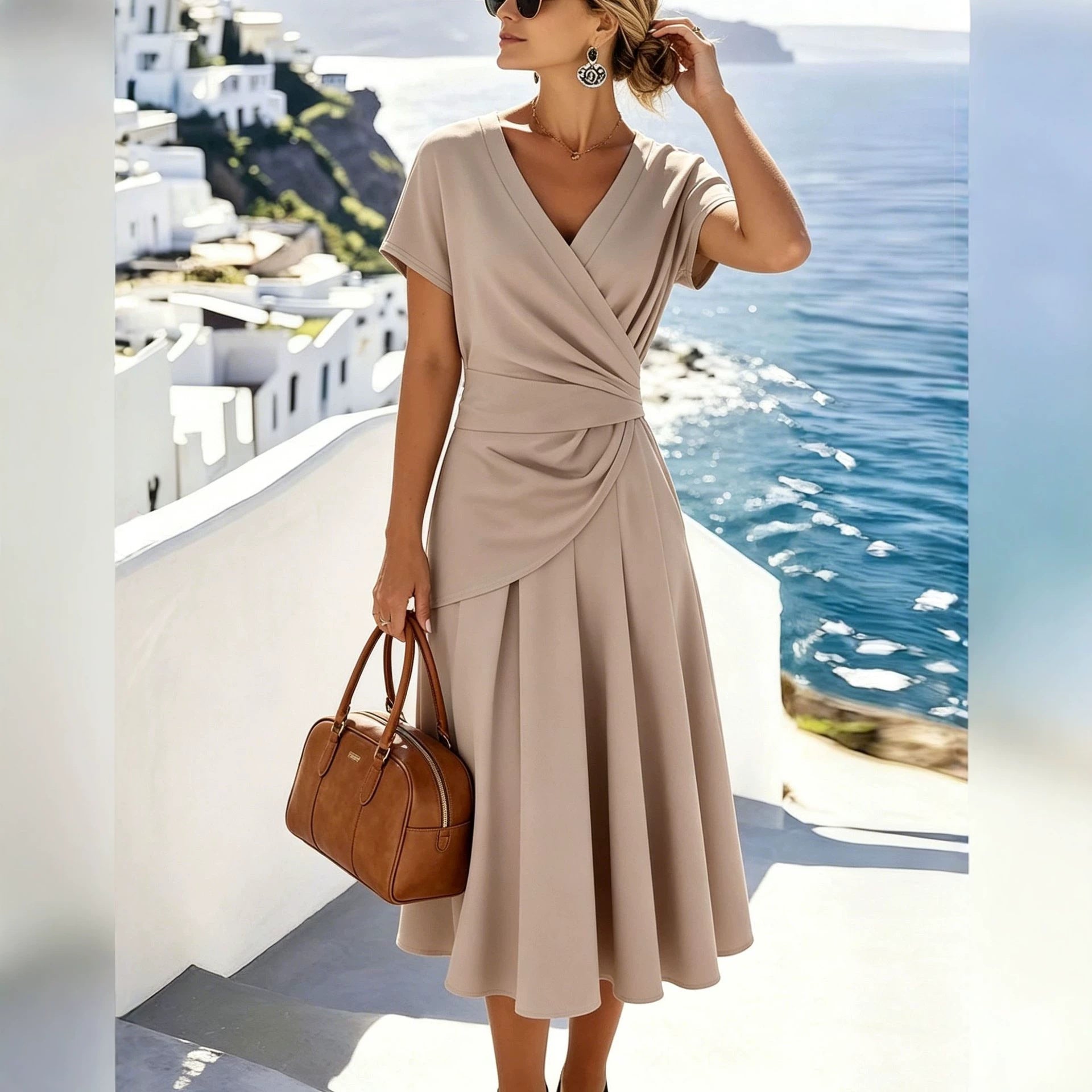 Sweet V-Neck Tee & Midi Skirt Co-ord Set