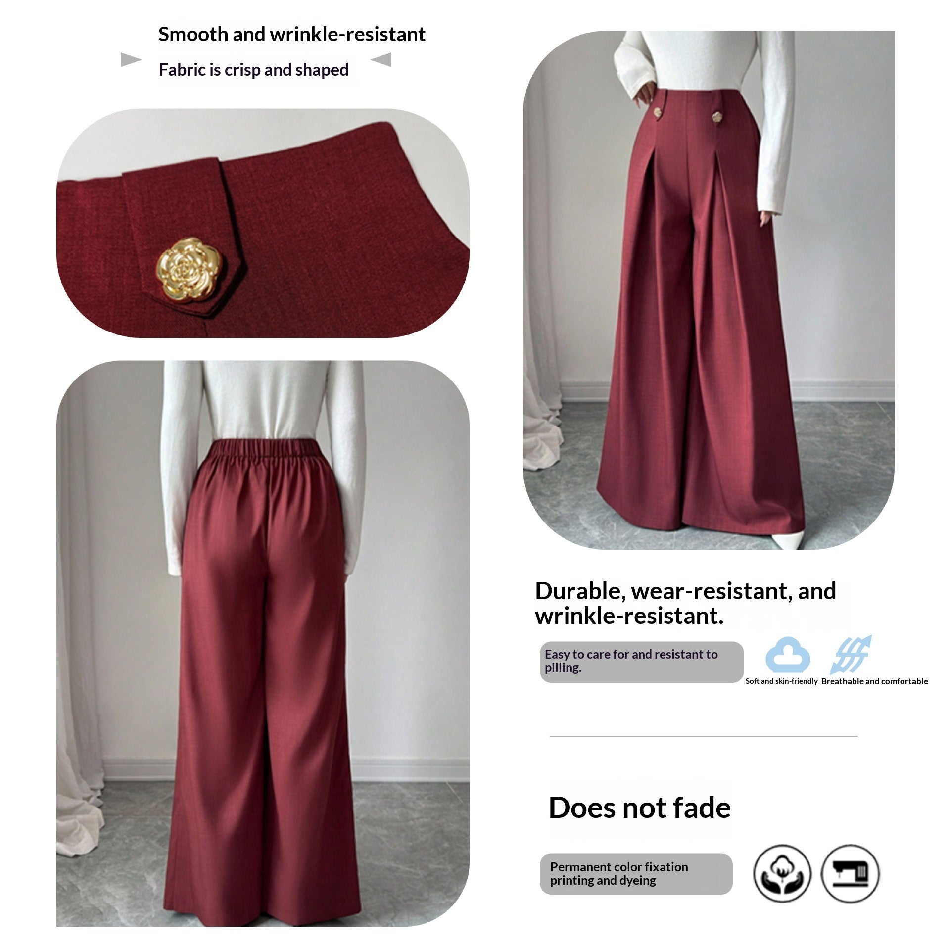 High-Waist Pleated Wide-Leg Trousers