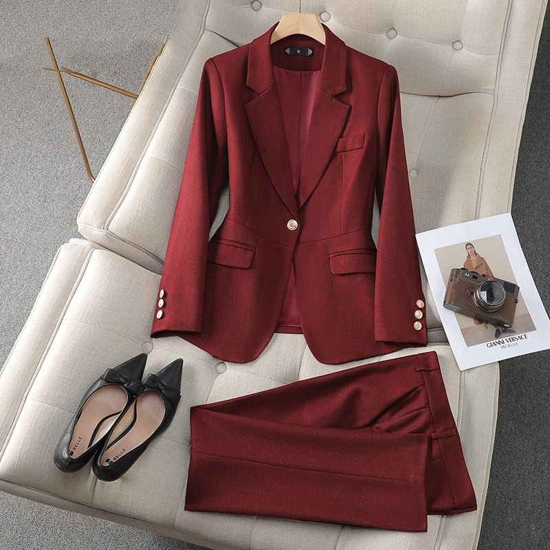 Professional Long Sleeve Blazer & Pants Suit Set