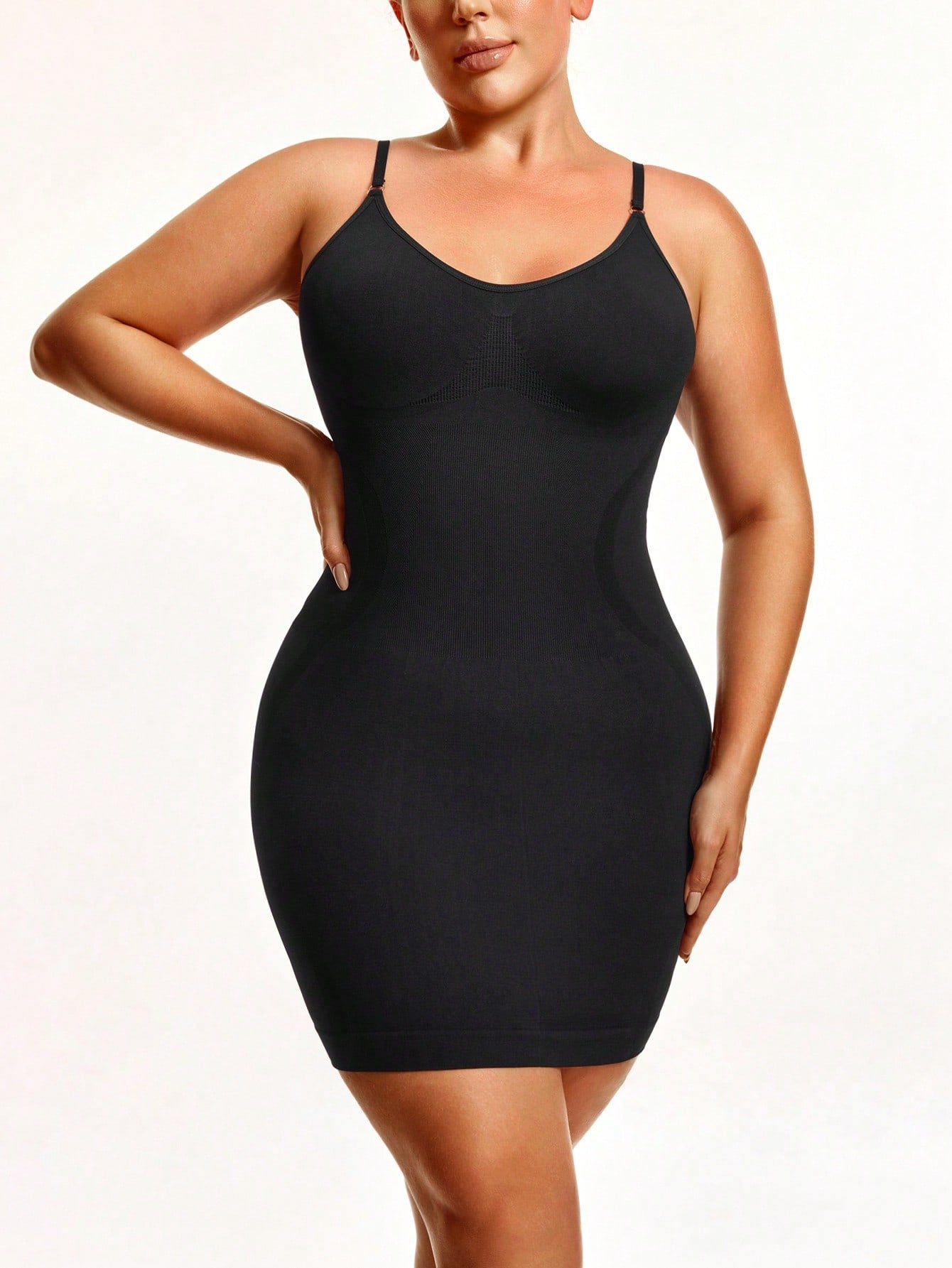 Firm Control Shapewear Slip Dress – Bust Support & Waist Curve Contour