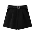 High-Waist Wool Blend Business Shorts