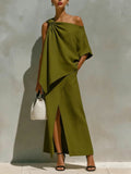 Off-Shoulder Top & Midi Skirt Two-Piece Set