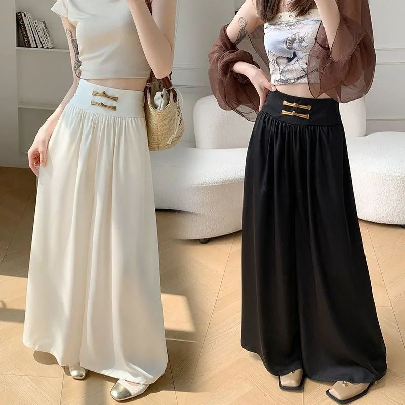 High-Waist Wide-Leg Ice Silk Pants