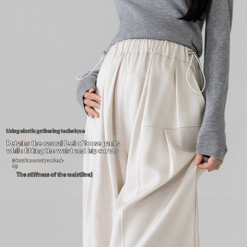 Lyocell Wide-Leg Drawstring Pants