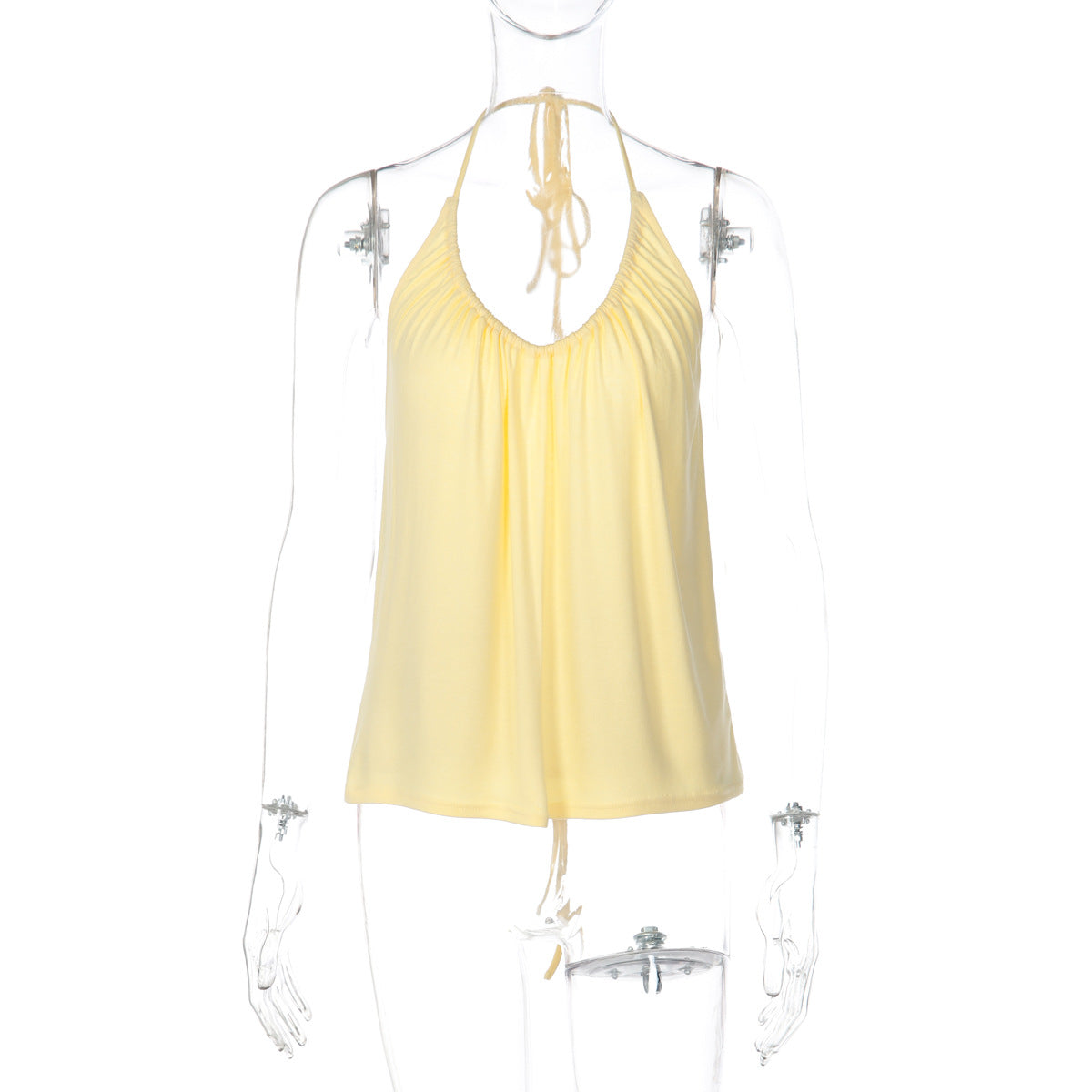 Deep V-Neck Backless Halter Top