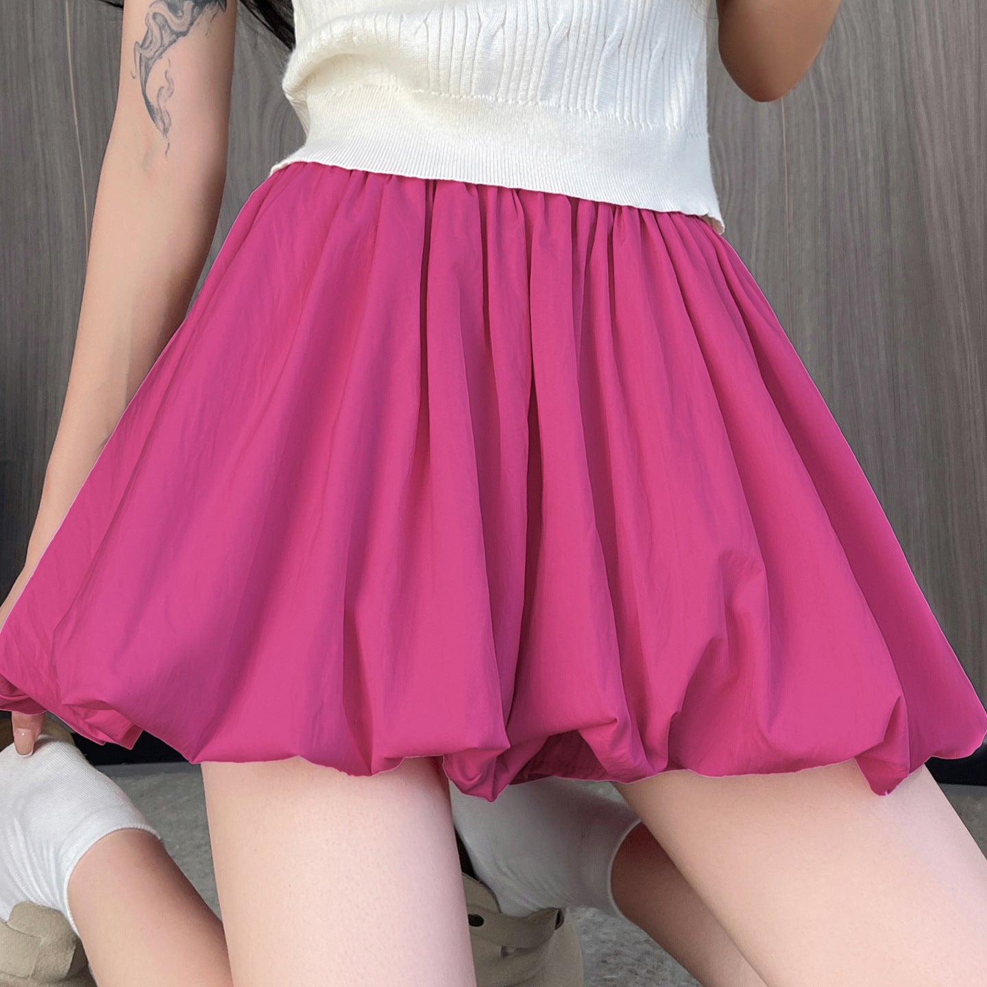 High-Waist Pleated Tutu Mini Skirt