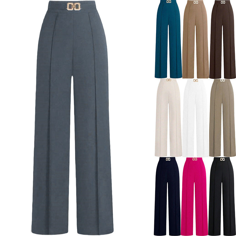 High-Waist Slimming Straight-Leg Trousers