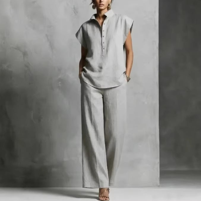 Women's Casual Cardigan & Wide-Leg Pants Set