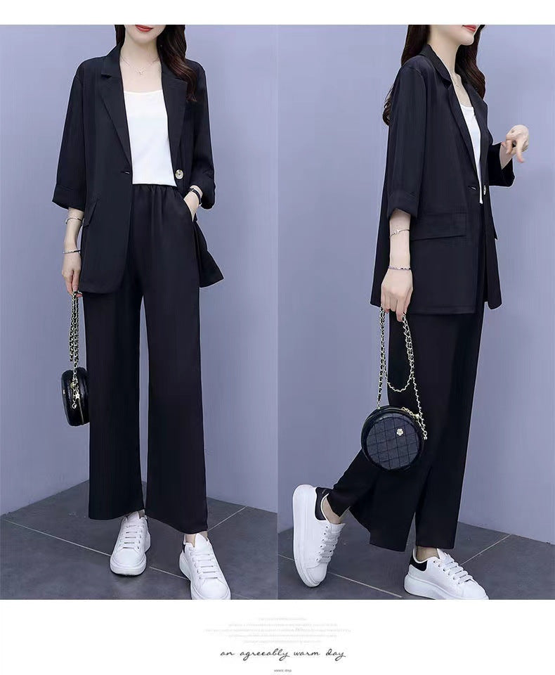 Long Sleeve Casual Suit Jacket & Pants Two-Piece Set