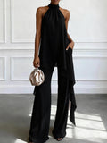 Backless Sleeveless Irregular Top & Pants Set