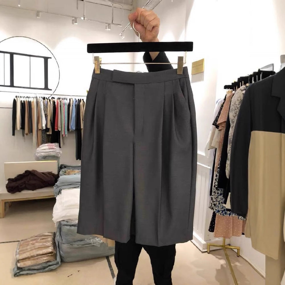 High-Waist Drawstring Wide-Leg Straight Pants