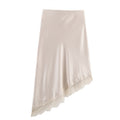 Striped Silk-Texture Half Skirt