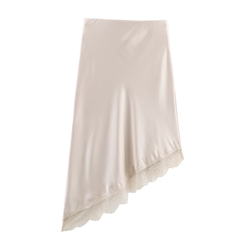 Striped Silk-Texture Half Skirt