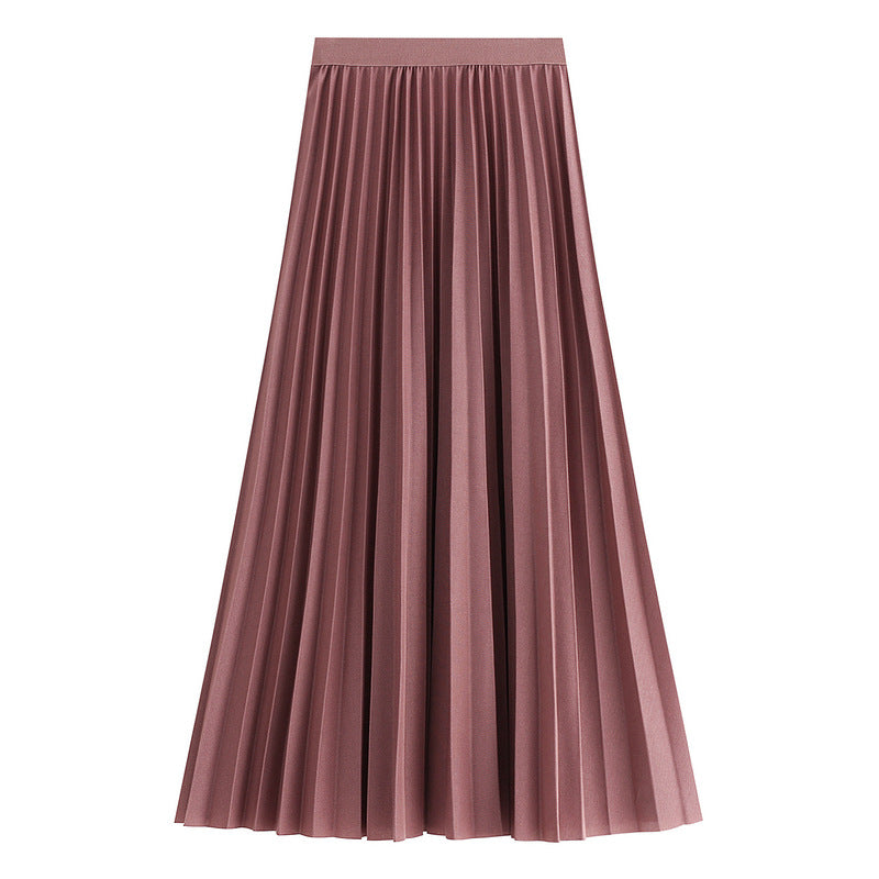 Solid-Color Pleated Mini Skirt — One Size