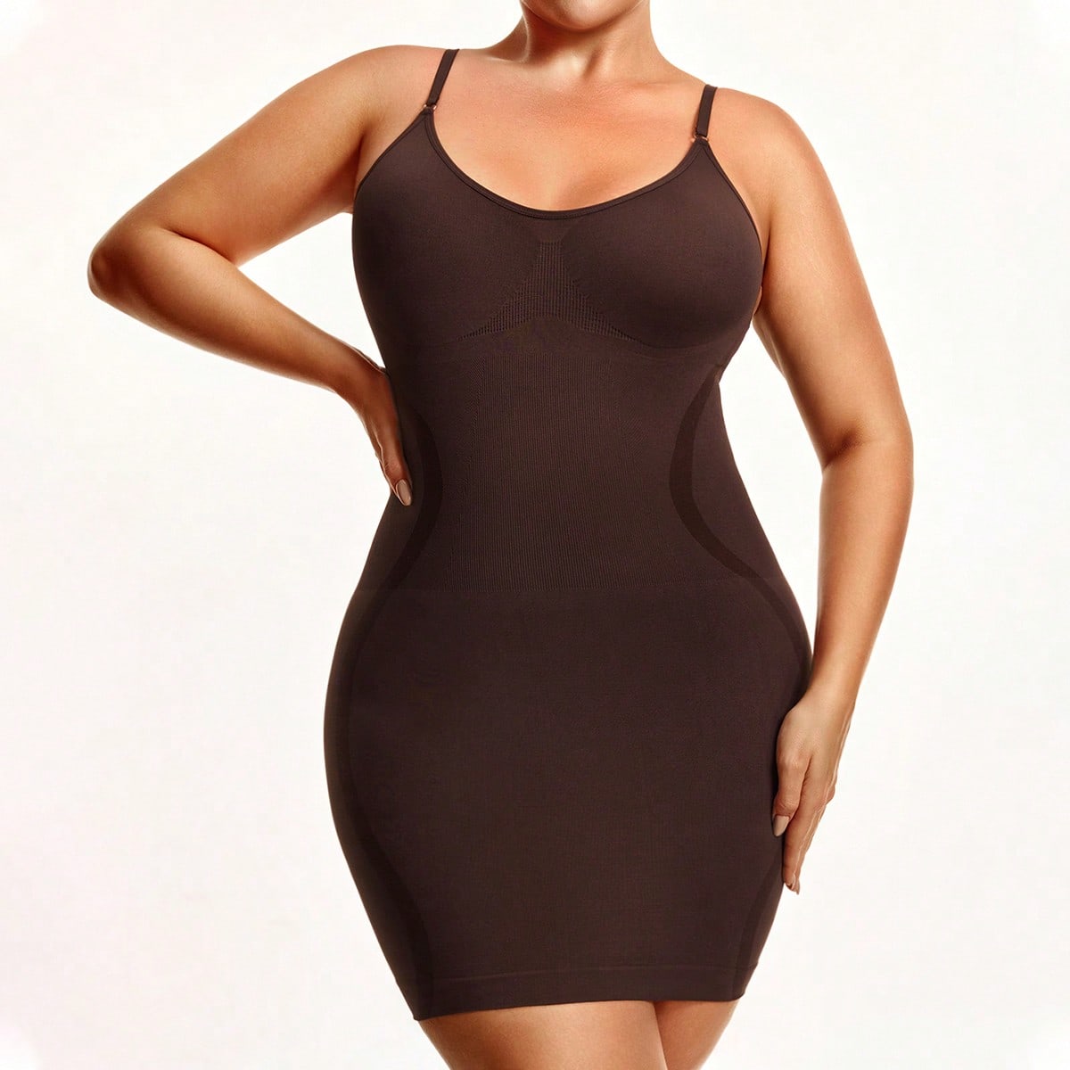Firm Control Shapewear Slip Dress – Bust Support & Waist Curve Contour
