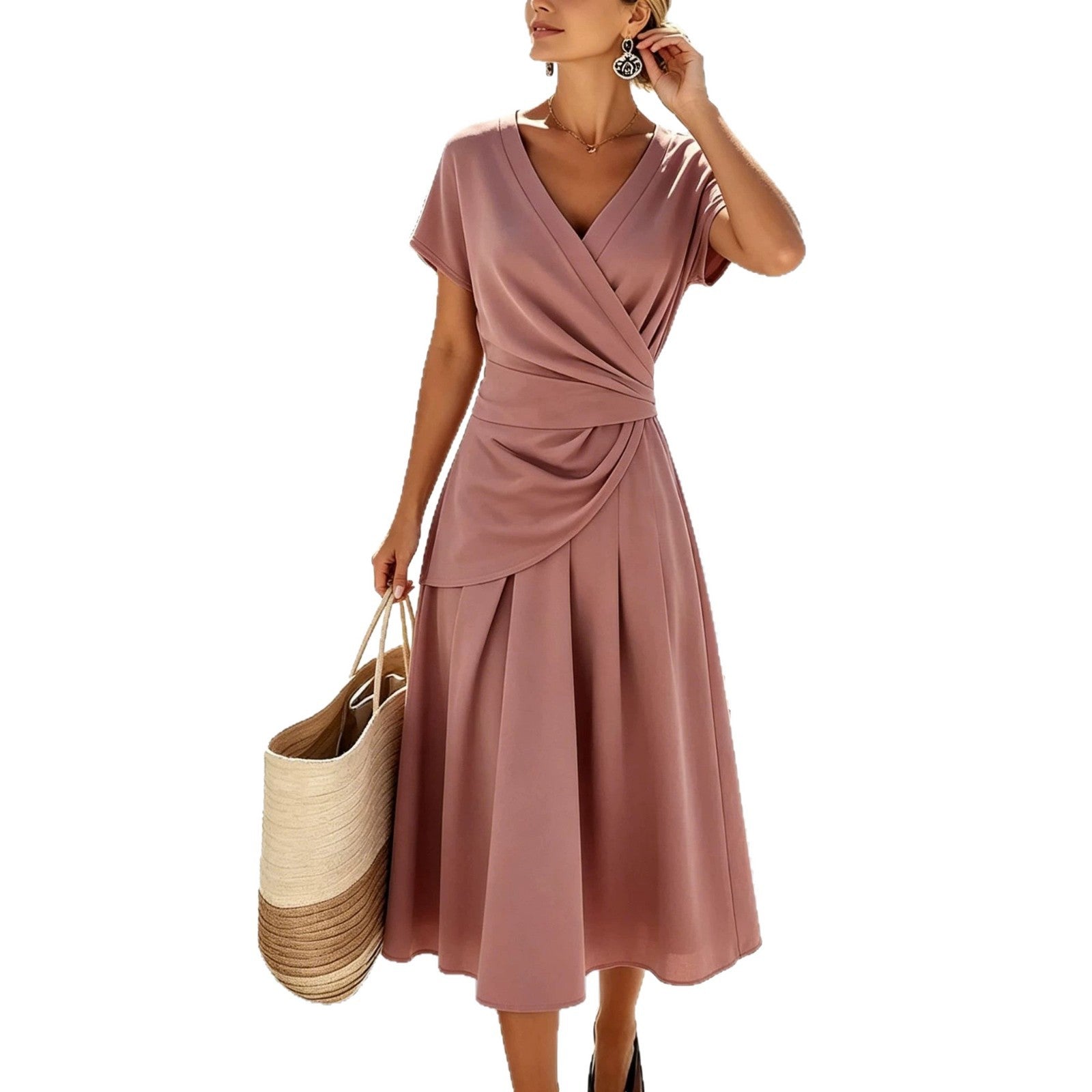Sweet V-Neck Tee & Midi Skirt Co-ord Set