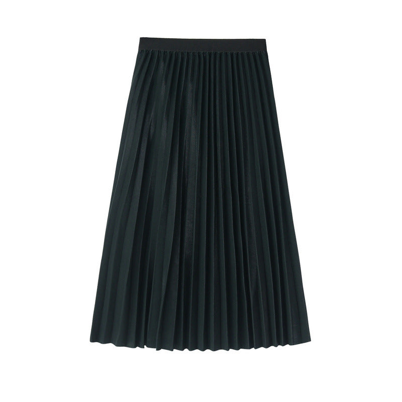 Solid-Color Pleated Mini Skirt — One Size
