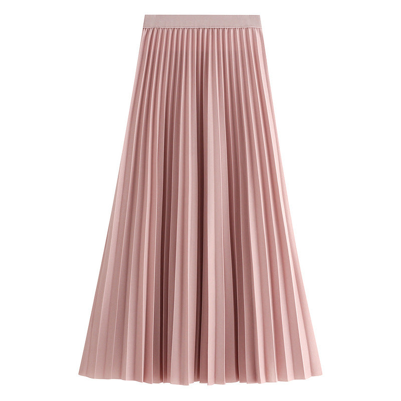 Solid-Color Pleated Mini Skirt — One Size