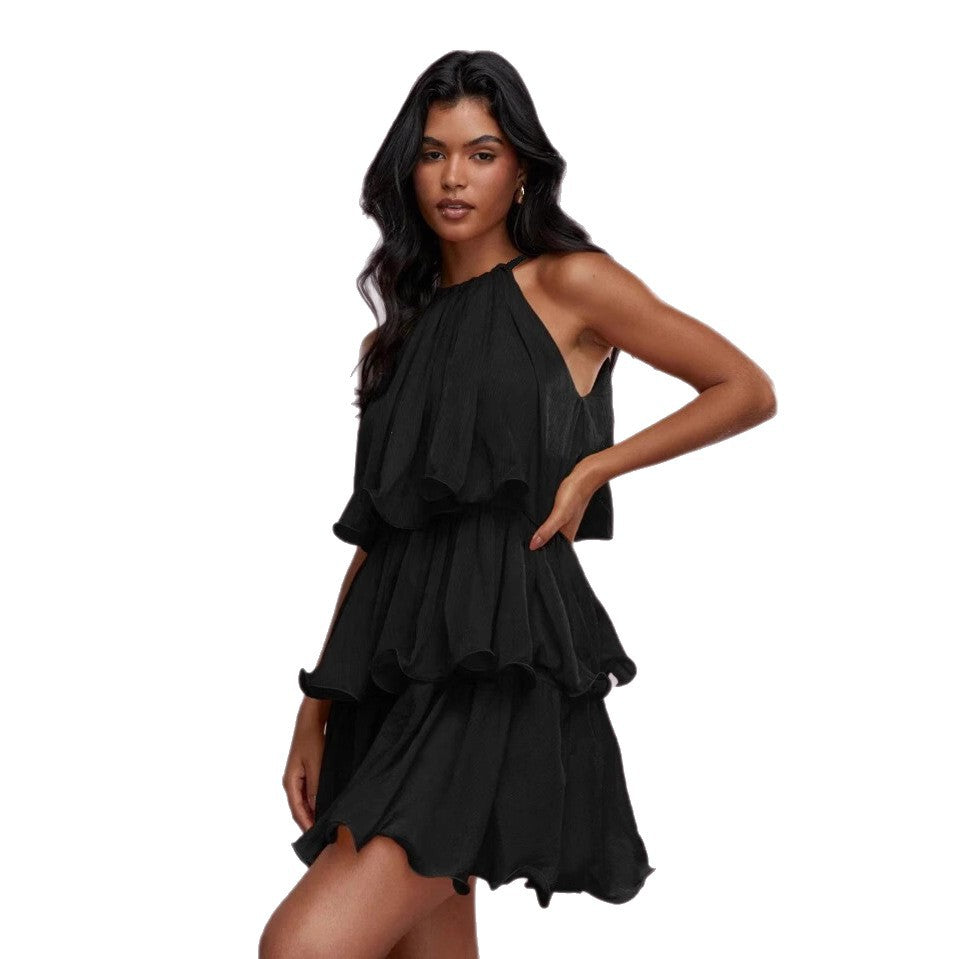 Dreamy Ruffle-Hem Halter Midi Dress