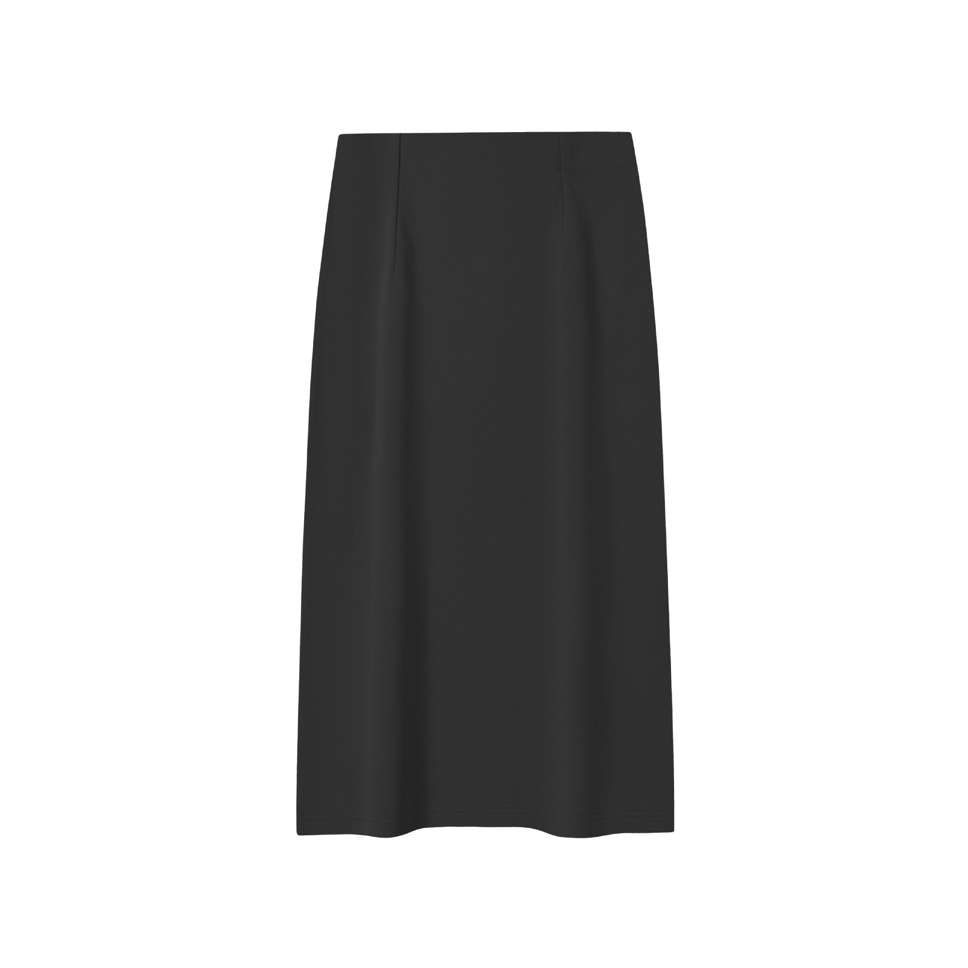 Solid-Color Stretch Knit Midi Skirt with Pockets
