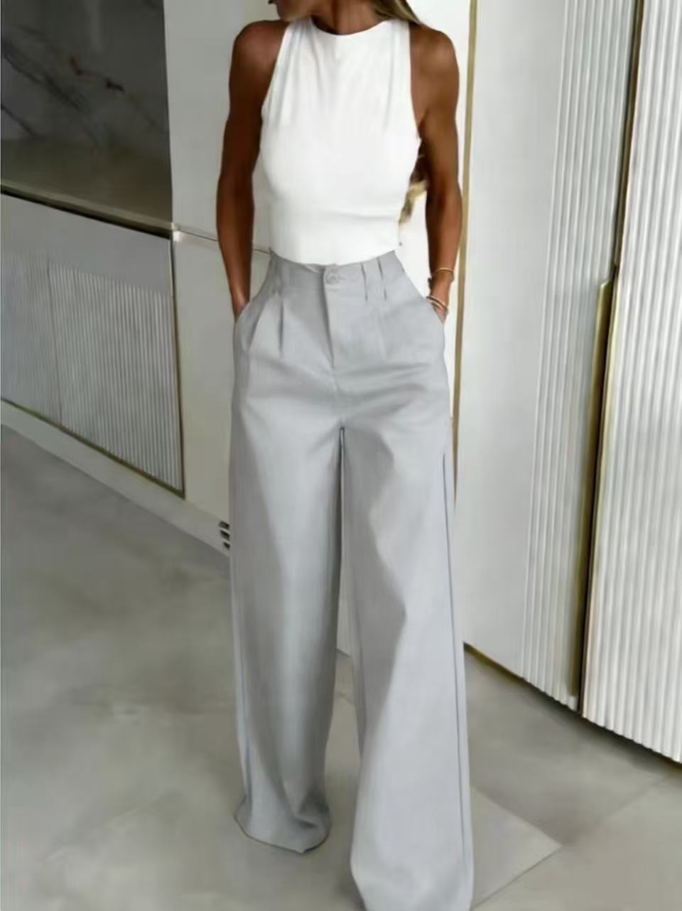 Fluid Flow Straight-Leg Floor-Length Pants