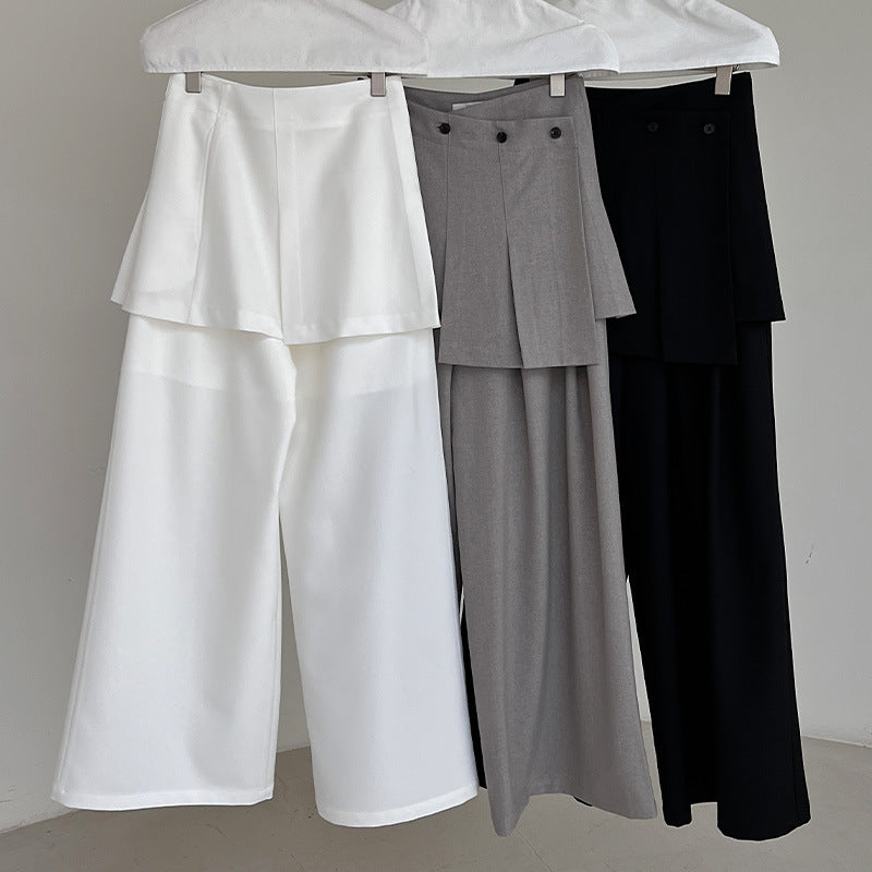 Apron-Style High-Waist Wide-Leg Pants