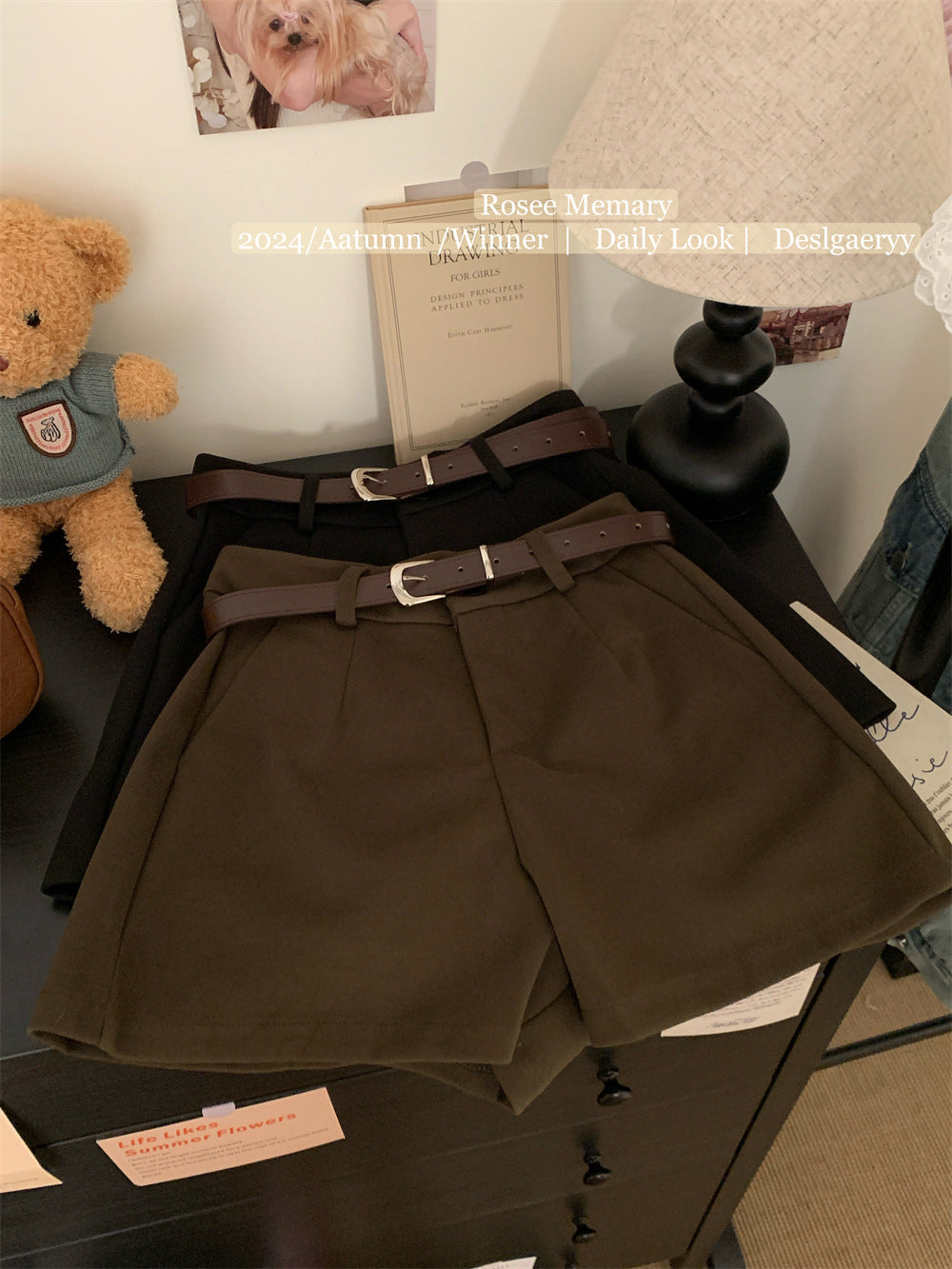 High-Waist Wool Blend Business Shorts
