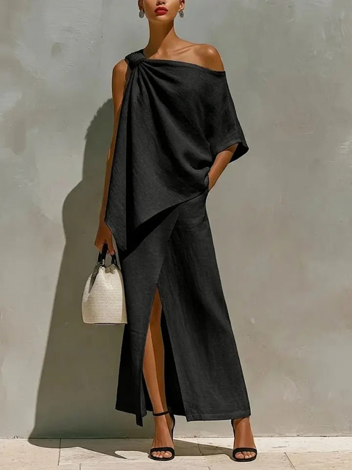 Off-Shoulder Top & Midi Skirt Two-Piece Set