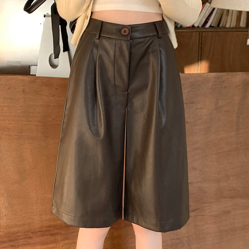 High-Waist Loose-Fit Casual Wide-Leg Shorts