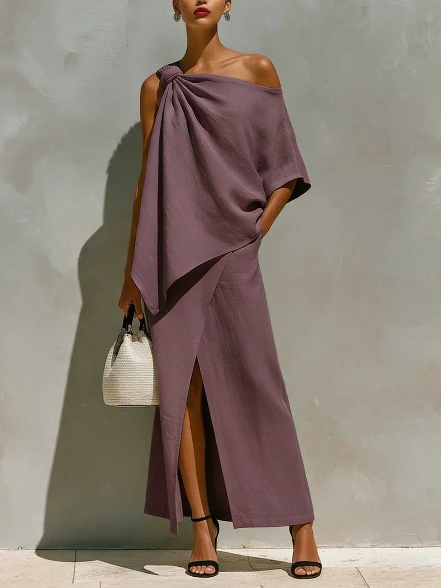 Off-Shoulder Top & Midi Skirt Two-Piece Set